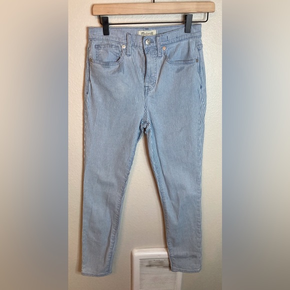 Madewell 10” High Rise Skinny Pinstripe Crop Jeans Size 25 - Picture 3 of 6